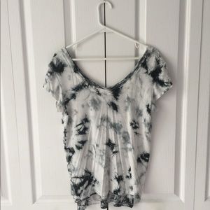 navy tie-dye cross strap tee